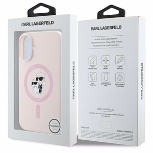 KARL LAGERFELD ümbris jaoks IPHONE 16 Plus compatible with MagSafe KLHMP16MSCMKCRHP (Silicone KC Body Ring) roosa