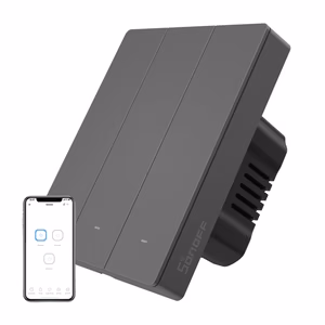 Умный WiFi настенный выключатель SONOFF M5-3C-80 (3-канальный, для рамки, графит)