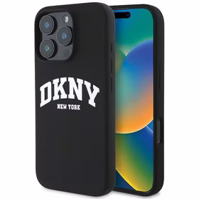 DKNY Silicone Valge Printed Logo MagSafe Ümbris jaoks iPhone 16 Pro Max - Must