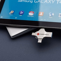 Pendrive 16GB USB 3.2 Gen 1 (USB A / USB C / Lightning / Micro USB) Forcell F-Data Metal Quad hõbedane