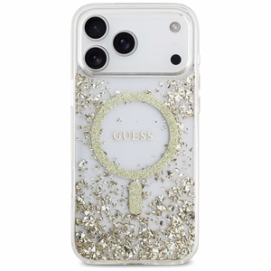 GUESS ümbris jaoks IPHONE 17 Pro Max compatible with MagSafe GUHMP17XRGRGED (Resin Bottom Glitter) kuldne