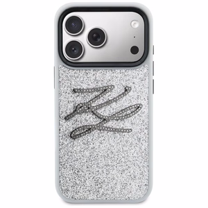 Karl Lagerfeld IML Glitter KL Diamond Logo ümbris for iPhone 17 Pro - hõbedane