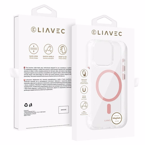Liavec Glossy Magsafe Clear Ümbris do Iphone 15 Pro Max różowy