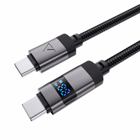 Acefast C15-03 USB-C - USB-C kaabel ekraaniga 480Mb/s 60W 1.2m - must