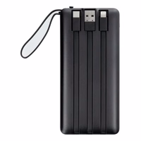 Power Bank Veger "W1116" must 10000mAh (PD / QC3.0) + integreeritud 3in1 kaabel