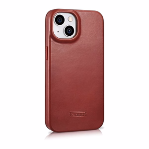 Чехол iCarer CE Oil Wax Premium Leather Folio для iPhone 14 Plus магнитный с откидной крышкой MagSafe красный