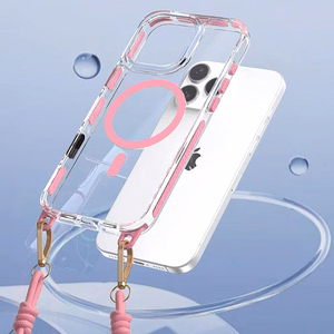 Tel Protect Strap Clear Ümbris jaoks Iphone 15 Pro roosa