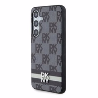 DKNY Leather Checkered Mono Pattern & Printed Stripes Ümbris jaoks Samsung Galaxy S24 - Must