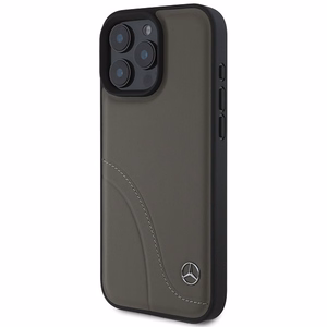 Mercedes MB Curved Stitches Leather iPhone 16 Pro Max Ümbris - Brown