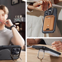 ESR Classic Hybrid Kickstand Halolock MagSafe Ümbris with Stand + Karastatud klaas jaoks iPhone 16 Pro Max - poolläbipaistev with must Frame