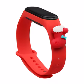 Rihm Xmas Xiaomi Mi Band 3 / 4 jõuludeks Silikoonist rihmaga käevõru koos sokiga - punane