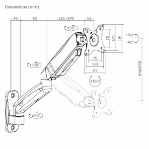 17”-32” monitori vedru abistatud käe kinnitus