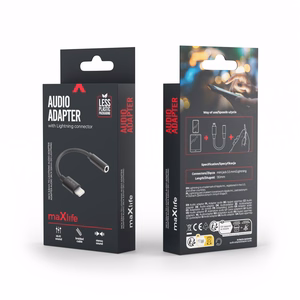 Maxlife heliadapter MXJL-02 jack 3,5 mm kuni Lightning, must