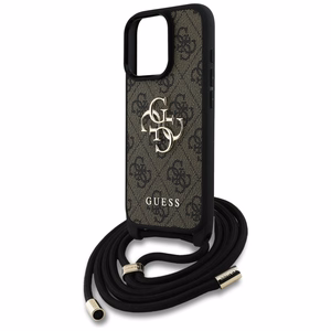 Guess 4G Big Logo Cord Stap Crossbody Ümbris jaoks iPhone 16 Pro Brown