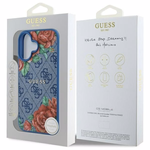 Guess GUHMP16SP4ROPEMCB iPhone 16 6.1" sinine/sinine hardcase 4G Flowers Print MagSafe
