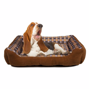 Soft sofa-style dog bed, 75 × 58 × 19 cm, size L, Brown