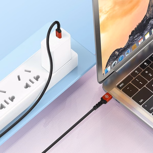 Blavec Kaabel Raptor braided - Type C to Lightning - PD 20W 2,4A 2 metres Apple CarPlay (CRA-CL24BR20) must-punane