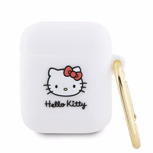 Hello Kitty Silicone 3D Kitty Head ümbris jaoks AirPods 1/2 - valge