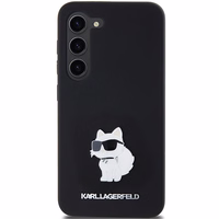 Karl Lagerfeld Silicone Choupette Metal Pin ümbris jaoks Samsung Galaxy S23 - must