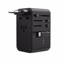 Choetech PD5022 70W EU/USA/AUS/UK reisimisadapter koos sisseehitatud USB-C kaabliga - must