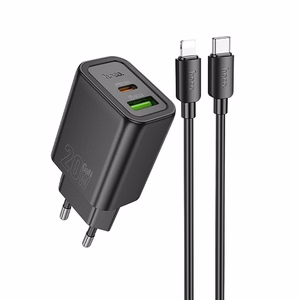 Phone Laadija Hoco USB A + USB C QC3.0 PD 3A 20W + Kaabel USB C to Lightning N61 must