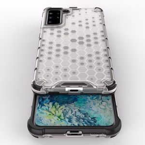 Samsung Galaxy S22 + (S22 Plus) läbipaistev Honeycomb korpus soomustatud kate koos geelraamiga Samsung Galaxy S22 + (S22 Plus) jaoks