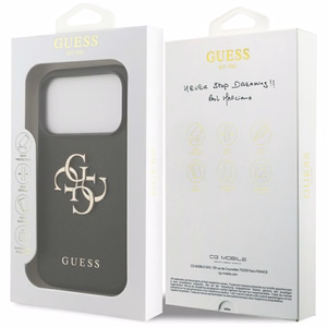 Guess Grained Big 4G & Classic Logo ümbris jaoks iPhone 17 Pro - must