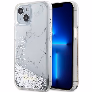 GUESS ümbris jaoks IPHONE 13 / 14 / 15 GUHCP14SLCSGSGH (Liquid Glitter Marble) valge