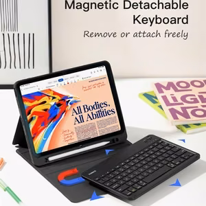 Inateck KB04002 Classic klaviatuuriga ümbris seadmele iPad 10.9–11", must