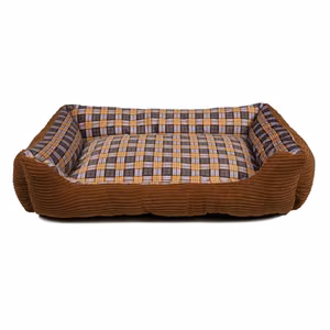 Soft sofa-style dog bed, 75 × 58 × 19 cm, size L, Brown