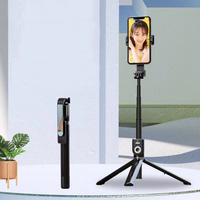 Selfie Stick - with detachable bluetooth remote control and tripod - P81 1,6 metres BLACK