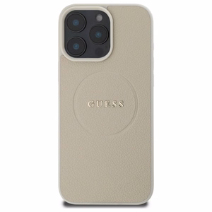 Guess Grained Kuldne Ring MagSafe Ümbris jaoks iPhone 16 Pro Max - Beige