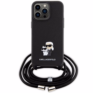 Karl Lagerfeld Crossbody Saffiano Metal Pin Karl & Choupette Ümbris jaoks iPhone 15 Pro Max - must