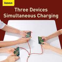 Baseus Kaabel Year of the Tiger 3 in 1 - USB to Type C, Lightning, Micro USB - 3,5A 1,2 metres (CASX010009) punane