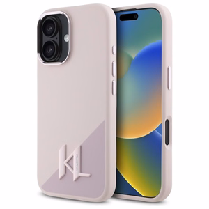 Karl Lagerfeld Silicone Shadow Metal Initial MagSafe iPhone 16 Ümbris - roosa