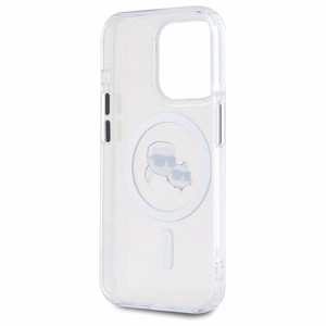 Karl Lagerfeld IML Metal Karl&Choupette Head MagSafe iPhone 15 Pro Ümbris - valge