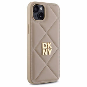 DKNY Quilted Stack Logo iPhone 15 Plus Ümbris - Beige