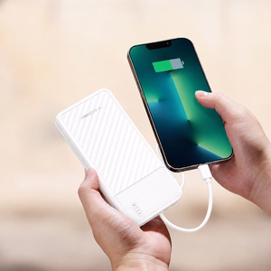 Wozinsky W11-W 10000mAh 10W akupank sisseehitatud kaablite ja taskulambiga - valge