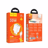 Phone Laadija Hoco 2 x USB C + 2 x USB A QC3.0 PD 3A 30W + Kaabel USB C to USB C N56 valge