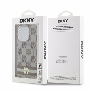 DKNY IML Checkered Mono Pattern & Printed Stripes MagSafe ümbris jaoks iPhone 15 Pro - beige