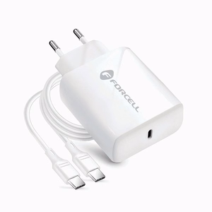Phone charger Forcell F-Energy USB C QC4.0 PD 3A 25W + cable USB C to USB C TFK-TC-25WPD white