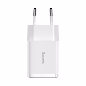 Baseus Compact Quick Charger, 2x USB, 10.5W (valge)