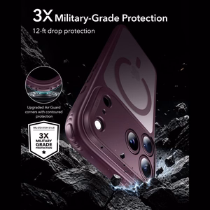ESR Classic Hybrid MagSafe ümbris mudelitele iPhone 18 Pro Max / 17 Pro Max, tumeda kirsipunase värviga