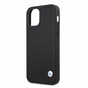 BMW nahast deebossi ümbris iPhone 12 / iPhone 12 Pro jaoks - must
