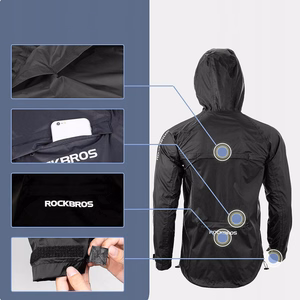 Rockbros YPY013BK4XL hingav tuulekindel vihmajope, suurus XXXXL - must