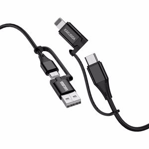 KAKU Cable KSC-654 Tuojie 4 in 1 - USB + Type C to Type C + Lightning - 1,2 metres black