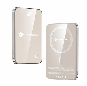 Powerbank compatible with MagSafe Forcell F-Energy SuperSlim F5K8 QC4.0 PD3.0 15W 5000 mAh titanium desert