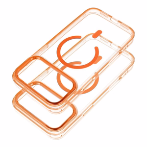 Case for iPhone 17 AIR Frame Clear Hybrid Mag Cover compatible with MagSafe hermes orange