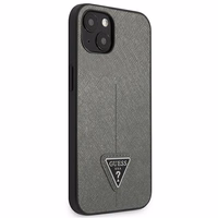 Guess GUHCP13SPSATLG iPhone 13 mini 5,4 "hõbedane / hõbedane hardcase SaffianoTriangle Logo