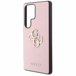 Guess Grained Big 4G Logo Small Classic Logo Ümbris jaoks Samsung Galaxy S25 Ultra roosa